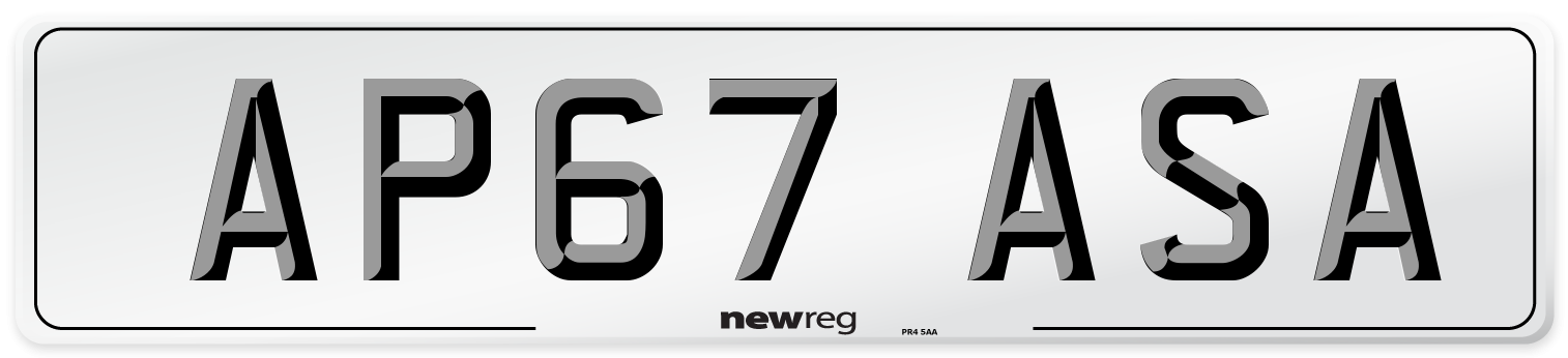AP67 ASA Number Plate from New Reg